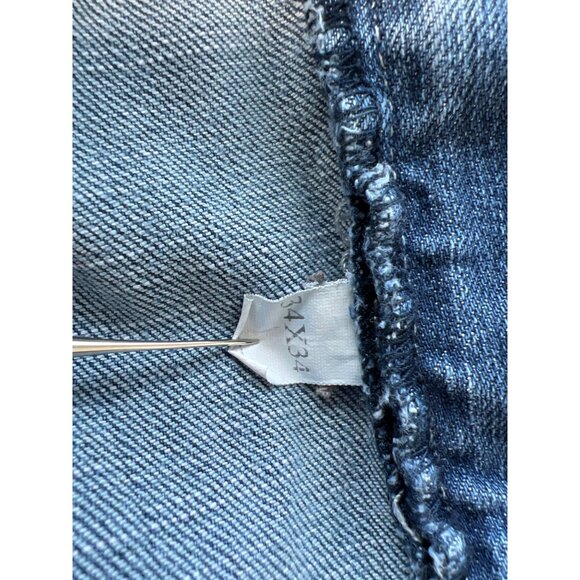 Flypaper Bootcut Jeans Size 34 x 34 Light Wash Distressed Frayed Hem Denim Rodeo - Picture 7 of 10